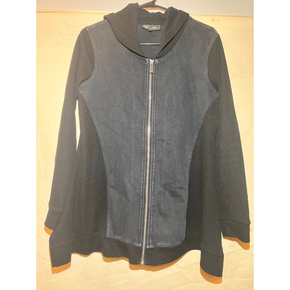 DG2 by Diane‎ Gilman Super Stretch Knit Hooded Jacket Black SZ M Q99